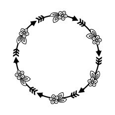 Round frame with arrows and flowers