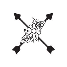 Crossed arrows with flowers