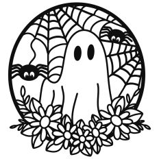 Ghost With Flowers, Spiders and Web