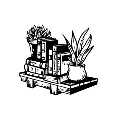 Bookshelf with Flowers & Plant