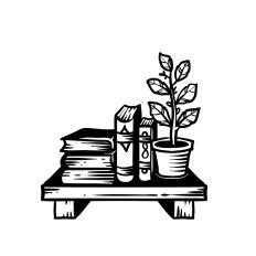 Bookshelf with Flowers & Plant