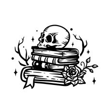 Skull and Book Stack