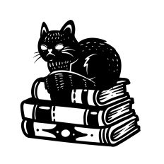 Cat on stack of books