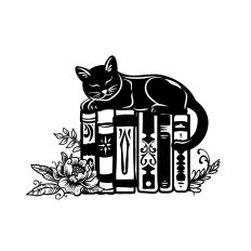 Cat on stack of books