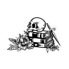 Skull and Book Stack