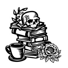 Skull and Book Stack