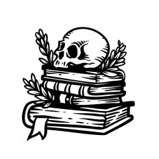 Skull and Book Stack