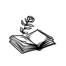 Open book and rose