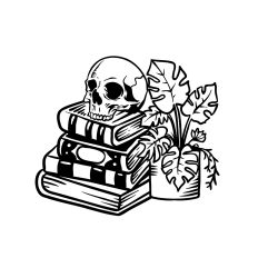 Skull and Book Stack