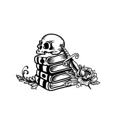 Skull and Book Stack