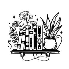 Bookshelf with Flowers & Plant