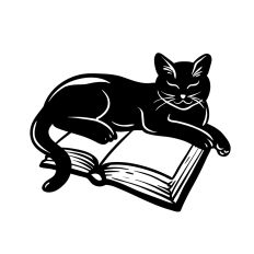 Cat on open book