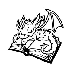 Sleeping Dragon on an open book 
