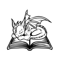 Sleeping Dragon on an open book 