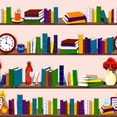Bookshelf repeating pattern paper