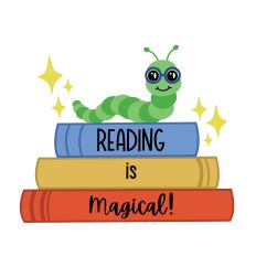 Reading Is Magical Bookworm with Book Stack