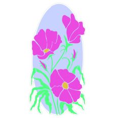Poppy Botanical Print Woodblock Style Illustration 