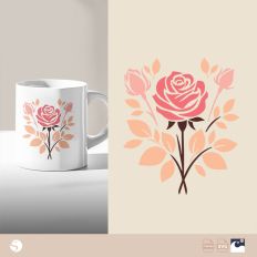 Rose with Buds and Leaves Cut File