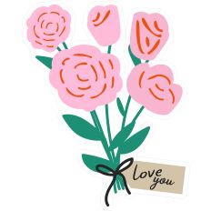 Bouquet of Roses - Love You Note - Print and Cut
