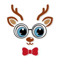 Christmas Reindeer Face with Bow and Glasses