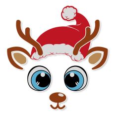 Christmas Reindeer Face with Santa Hat