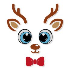 Christmas Reindeer Face with Bow