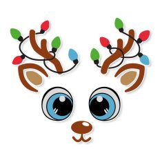 Christmas Reindeer Face with Christmas Lights