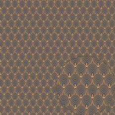 BROWN UPWARDS SCALLOPS ELEGANT ART DECO GEOMETRIC