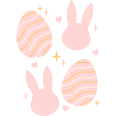 Easter Bunny Heads And Easter Eggs