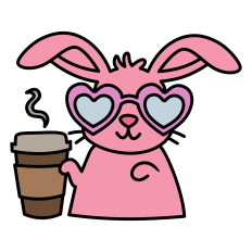 Bunny with Coffee & Heart Glasses