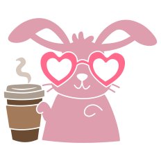 Bunny with Coffee & Heart Glasses