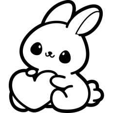 cute bunny with heart outline