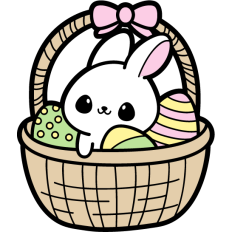 cute ester bunny in a easter egg basket