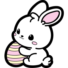 cute easter bunny holding easter egg
