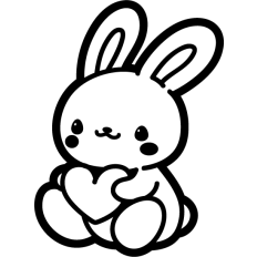 cute bunny with heart lineart
