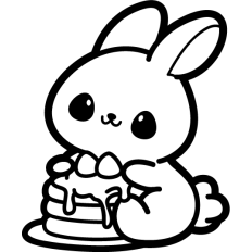 cute bunny with pancakes outline