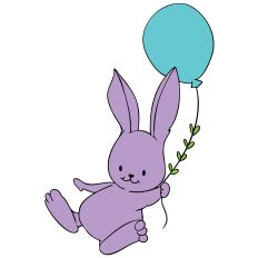 Bunny with Balloon - Birthday Easter Baby Shower Design