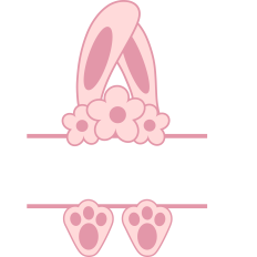Easter Bunny Ears And Feet Split Monogram