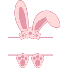 Easter Bunny Ears And Feet Split Monogram