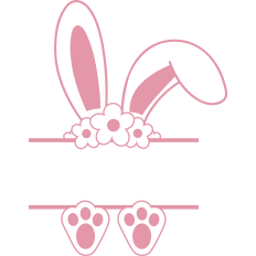 Easter Bunny Ears And Feet Split Monogram