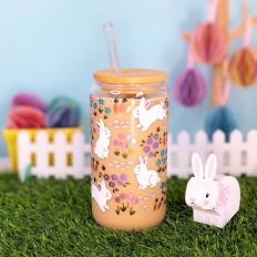 Garden Bunnies Vinyl Wrap for 16 oz Glass Cup 