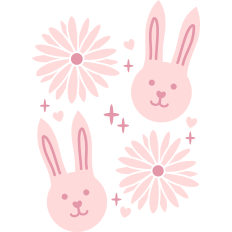 Easter Bunny Heads With Flowers