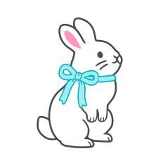 Sitting Bunny with Blue Bow