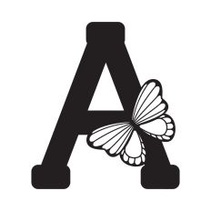 Letter A with butterfly