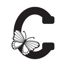 Letter C with butterfly
