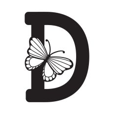 Letter D with butterfly