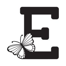 Letter E with butterfly