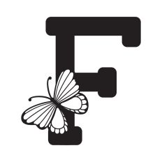 Letter F with butterfly