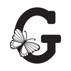 Letter G with butterfly