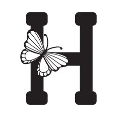 Letter H with butterfly
